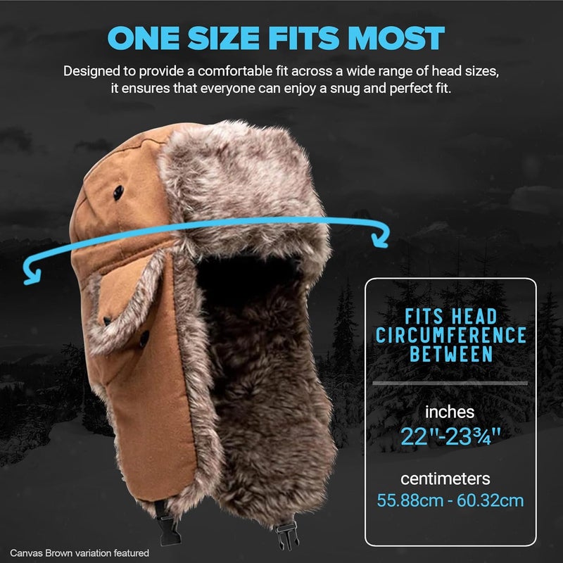 SA Company Trapper Hat Winter Hats for Men & Women | Ushanka Russian Hat | Faux Fur Hat with Ear Flap (Snow Camo) - Image 4